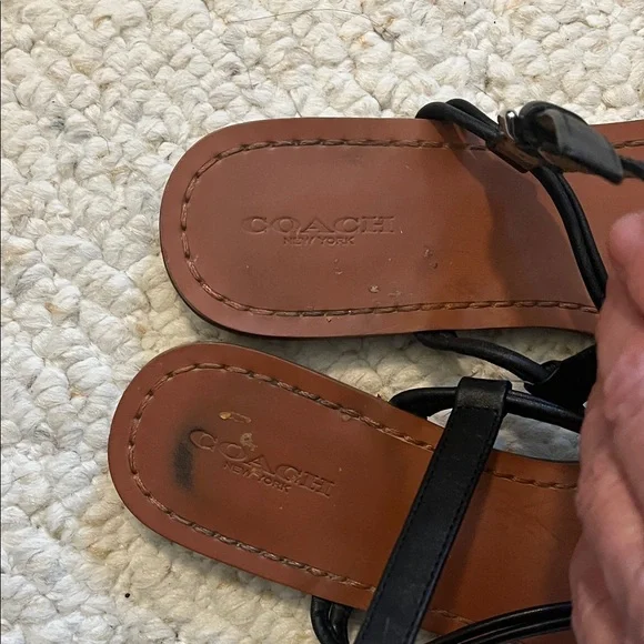 Coach Black and Brown Leather Women's Sandals - Picture 4 of 6